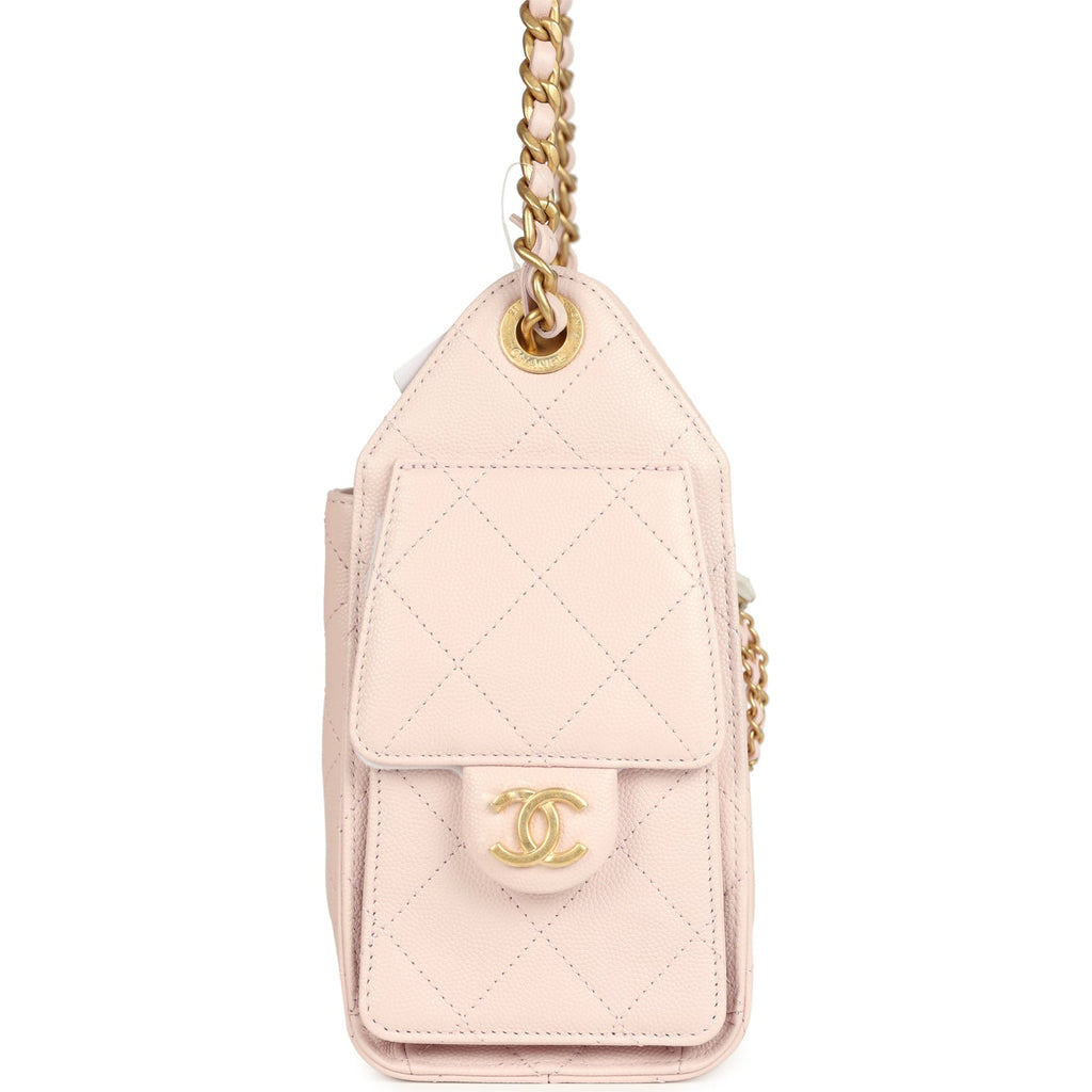 Mini 25 Hobo Bag Light Pink Caviar Antique Gold Hardware