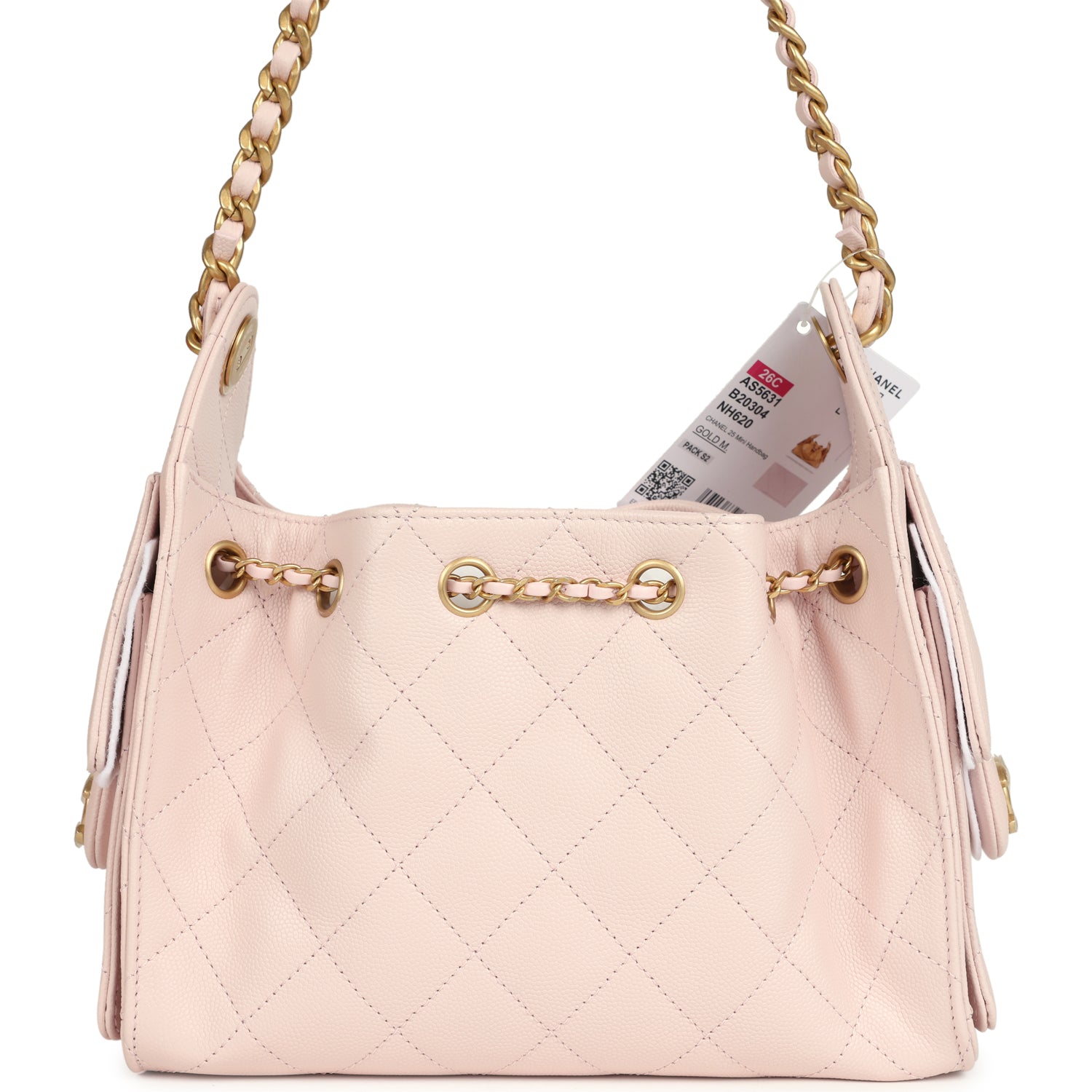 Mini 25 Hobo Bag Light Pink Caviar Antique Gold Hardware