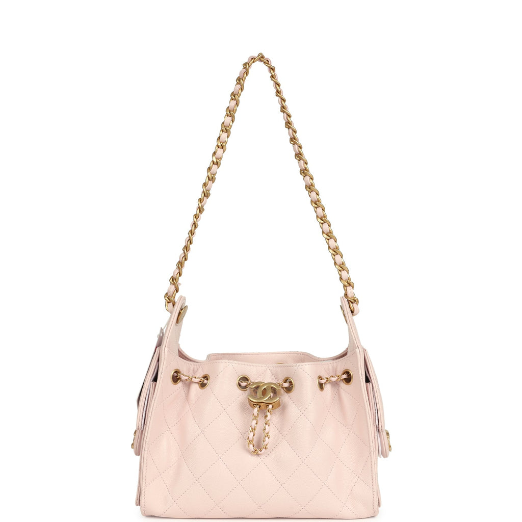 Mini 25 Hobo Bag Light Pink Caviar Antique Gold Hardware