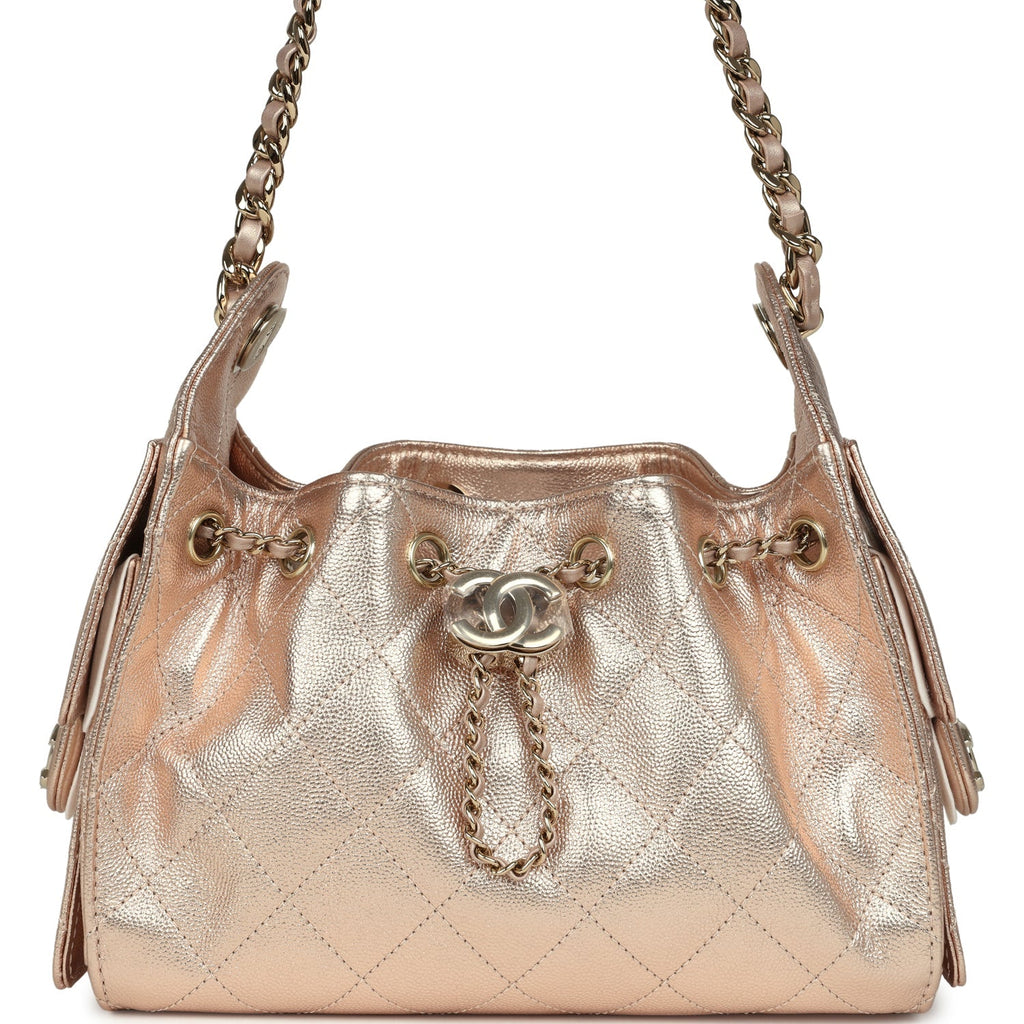Mini 25 Hobo Bag Metallic Rose Gold Caviar Caviar Light Gold Hardware
