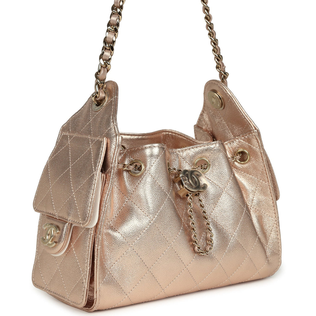 Mini 25 Hobo Bag Metallic Rose Gold Caviar Caviar Light Gold Hardware