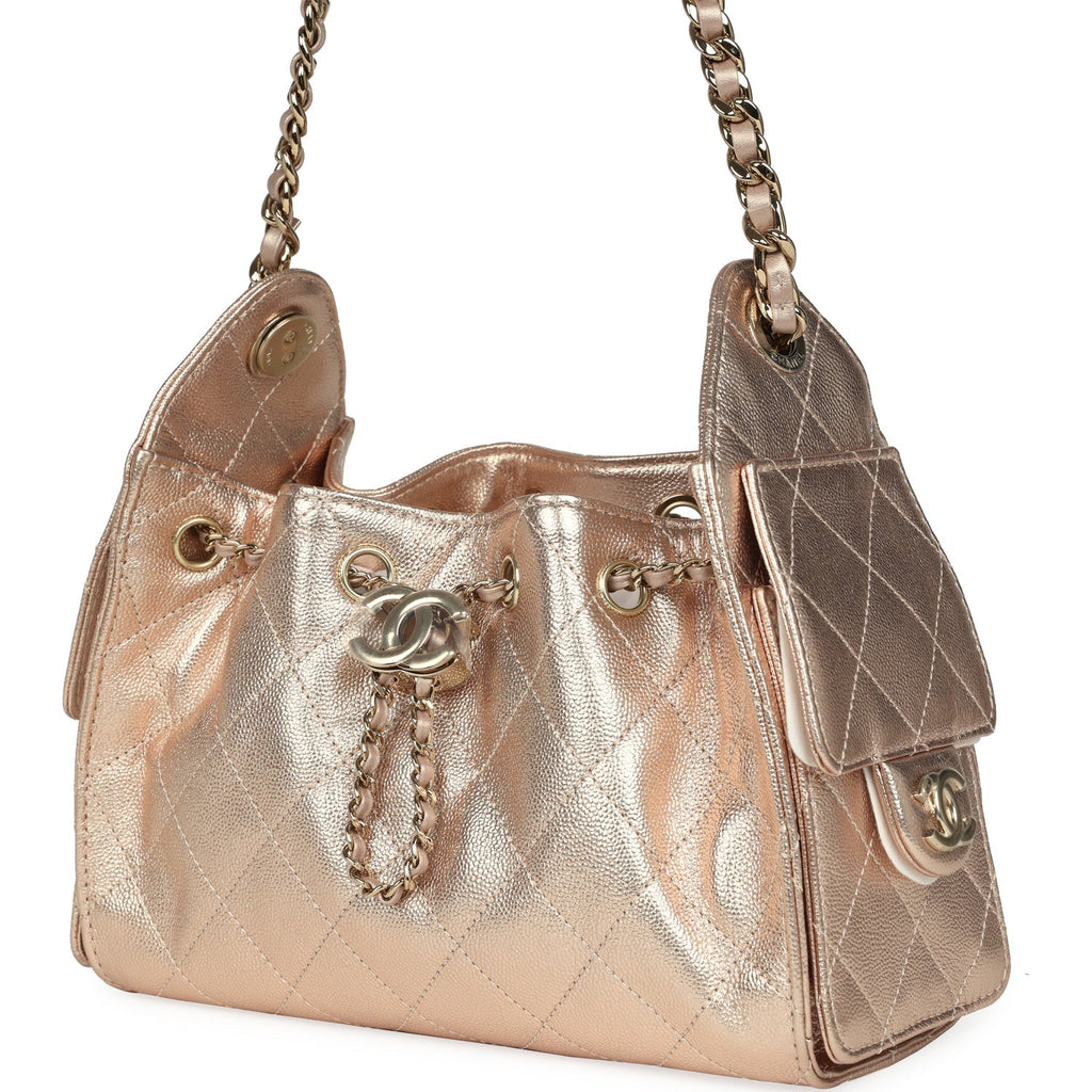 Mini 25 Hobo Bag Metallic Rose Gold Caviar Caviar Light Gold Hardware