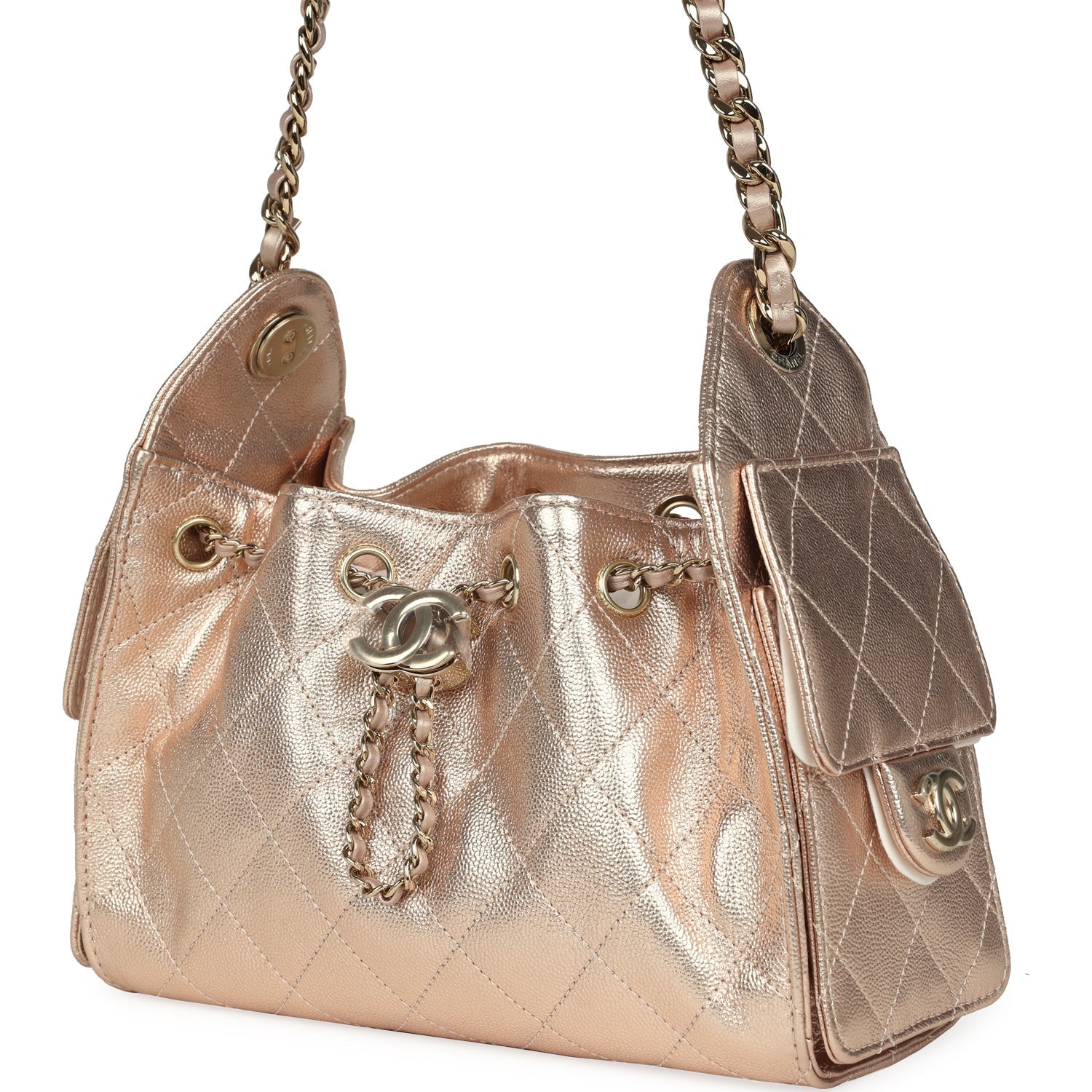Mini 25 Hobo Bag Metallic Rose Gold Caviar Caviar Light Gold Hardware