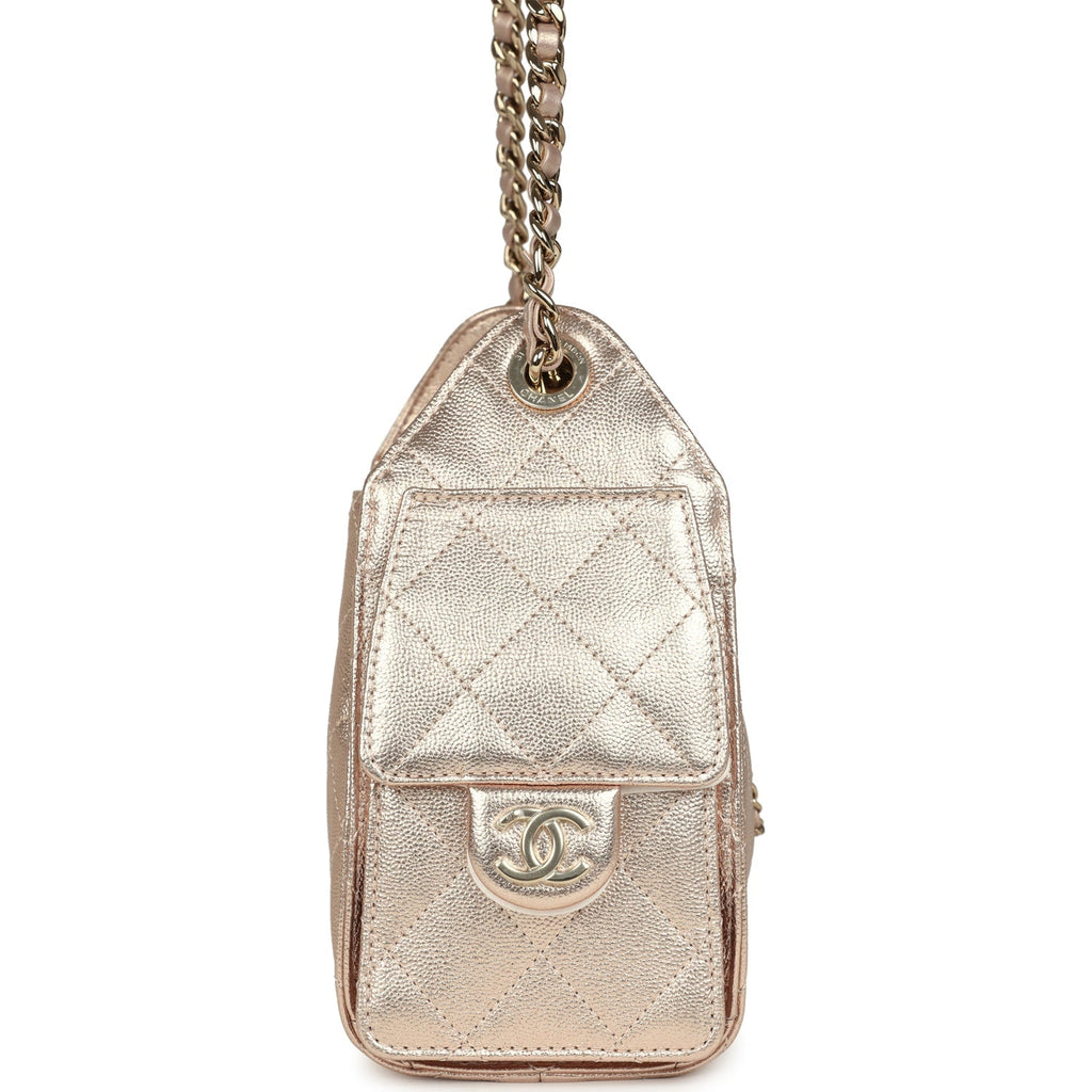 Mini 25 Hobo Bag Metallic Rose Gold Caviar Caviar Light Gold Hardware