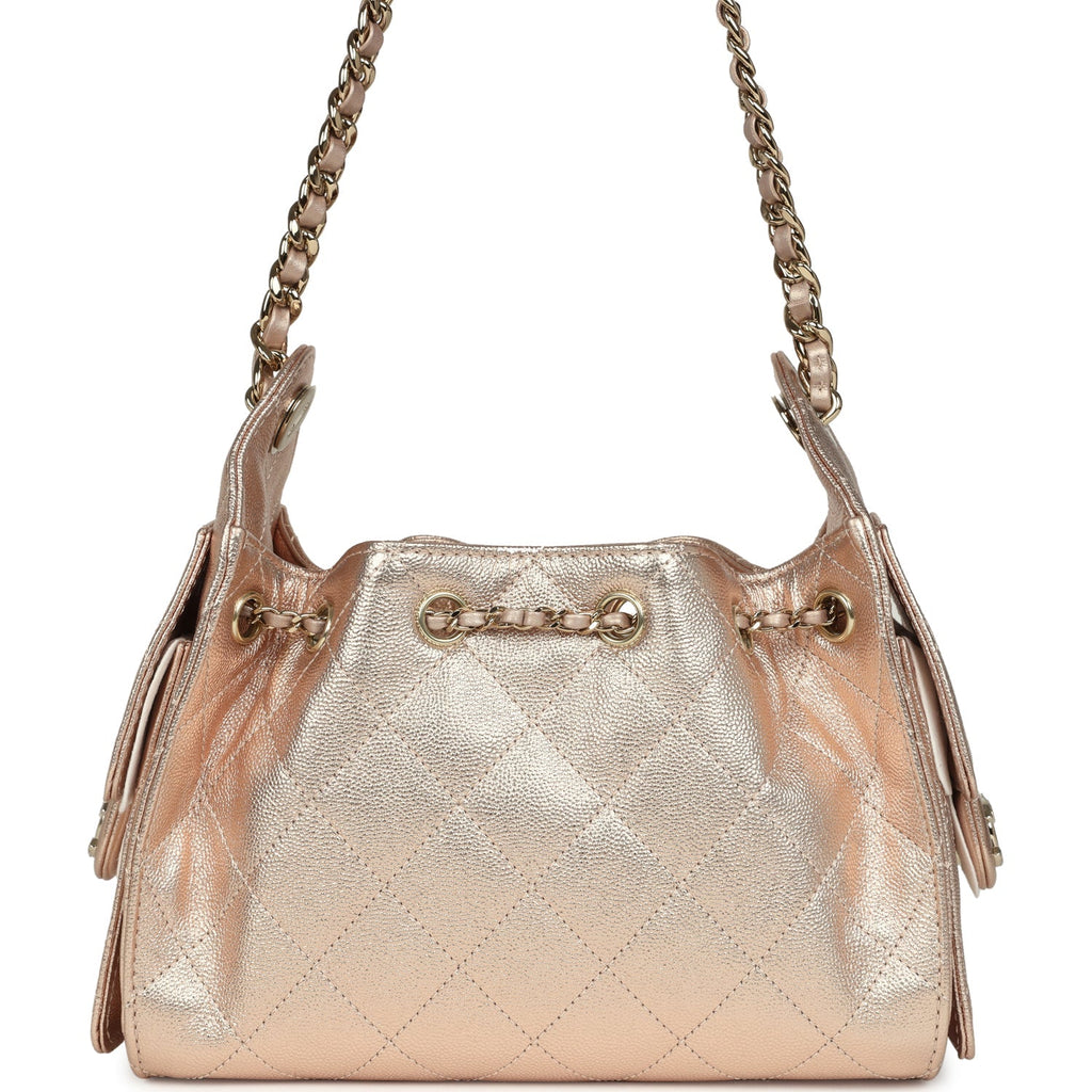 Mini 25 Hobo Bag Metallic Rose Gold Caviar Caviar Light Gold Hardware