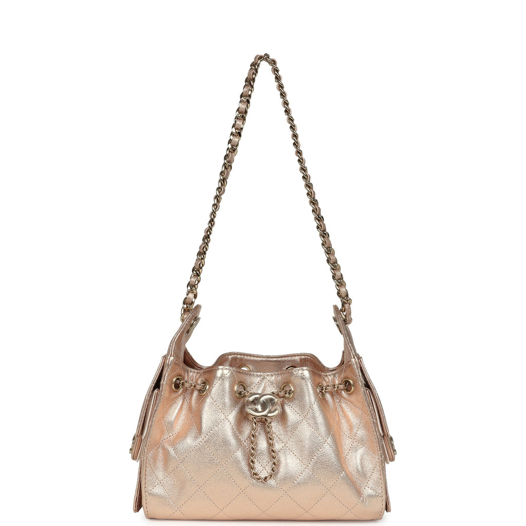 Mini 25 Hobo Bag Metallic Rose Gold Caviar Caviar Light Gold Hardware
