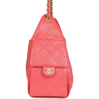 Small 25 Hobo Bag Coral Pink Caviar Antique Gold Hardware