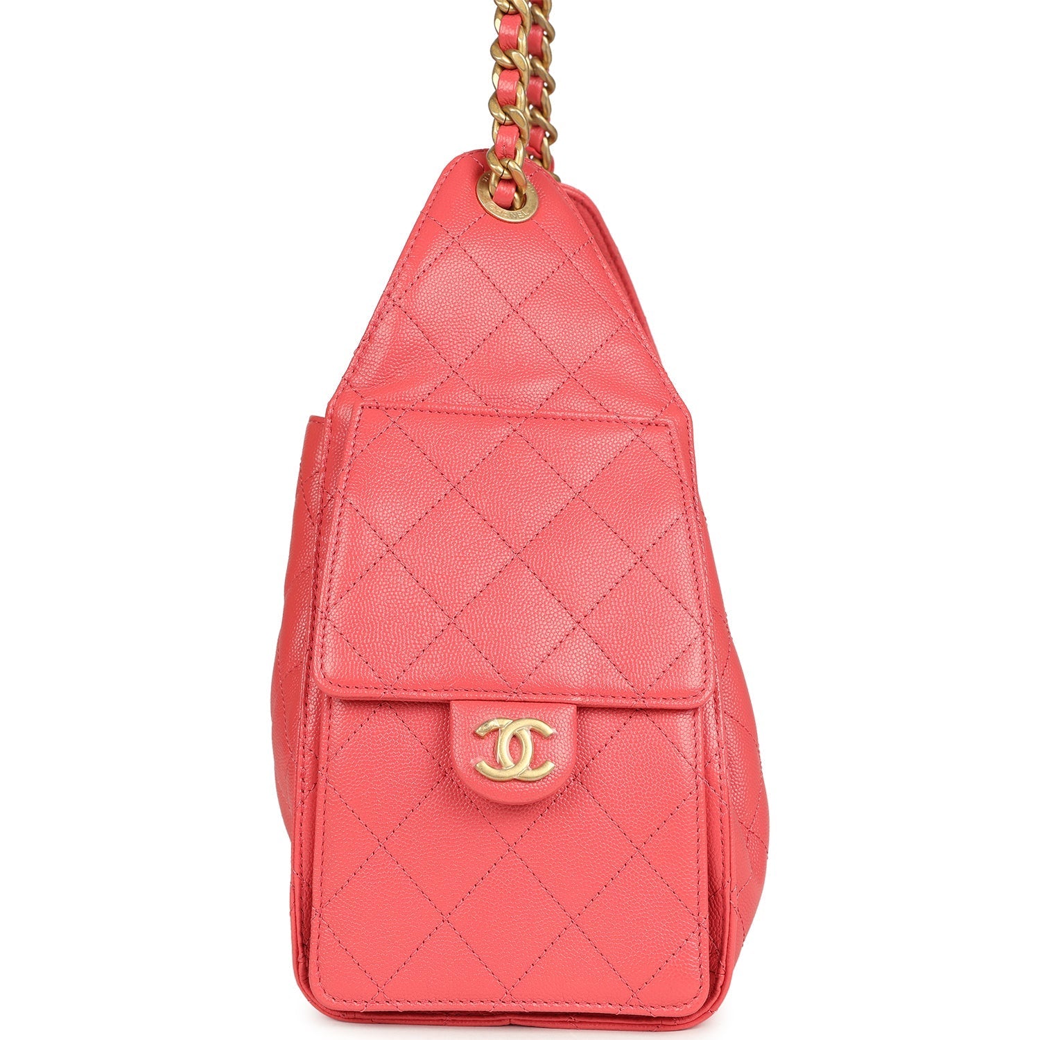 Small 25 Hobo Bag Coral Pink Caviar Antique Gold Hardware