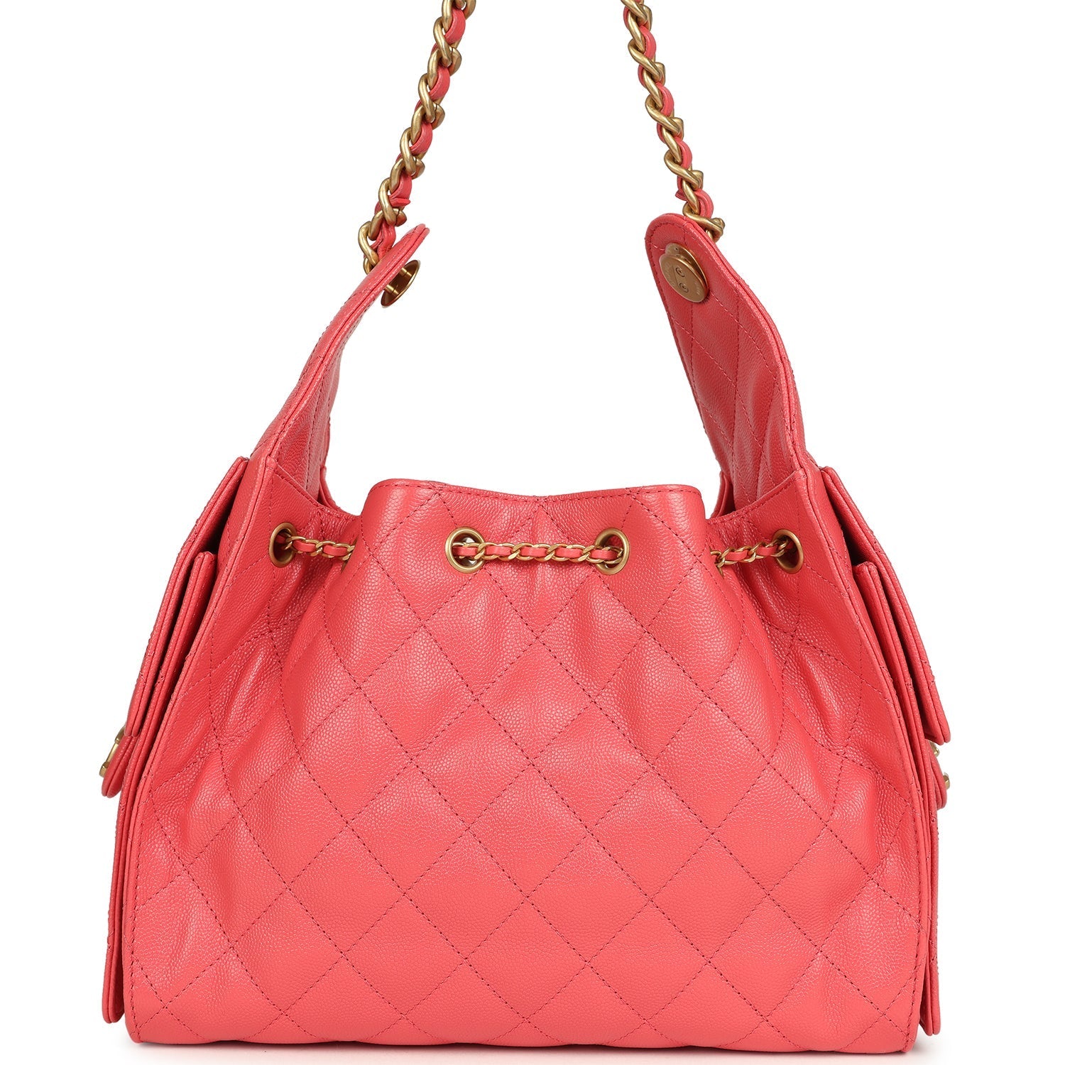 Small 25 Hobo Bag Coral Pink Caviar Antique Gold Hardware