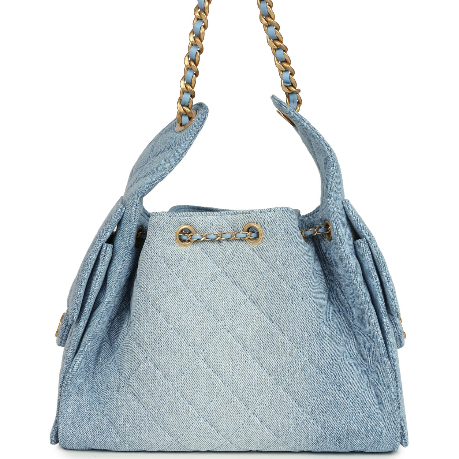 Small 25 Hobo Bag Light Blue Washed Denim Antique Gold Hardware
