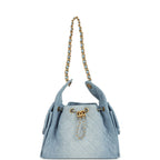 Small 25 Hobo Bag Light Blue Washed Denim Antique Gold Hardware