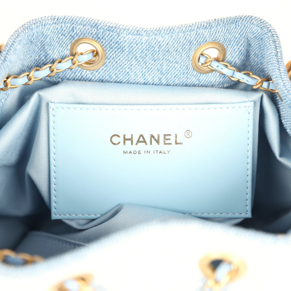 Small 25 Hobo Bag Light Blue Washed Denim Antique Gold Hardware