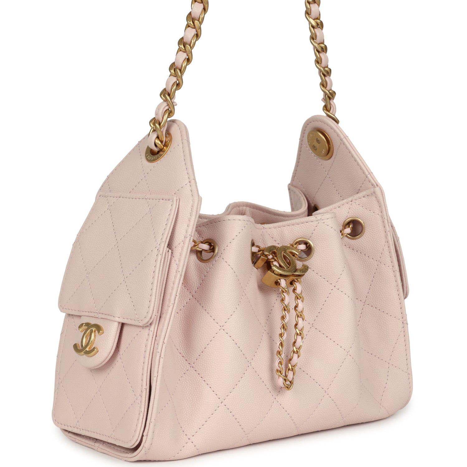 Mini 25 Hobo Bag Light Pink Caviar Antique Gold Hardware