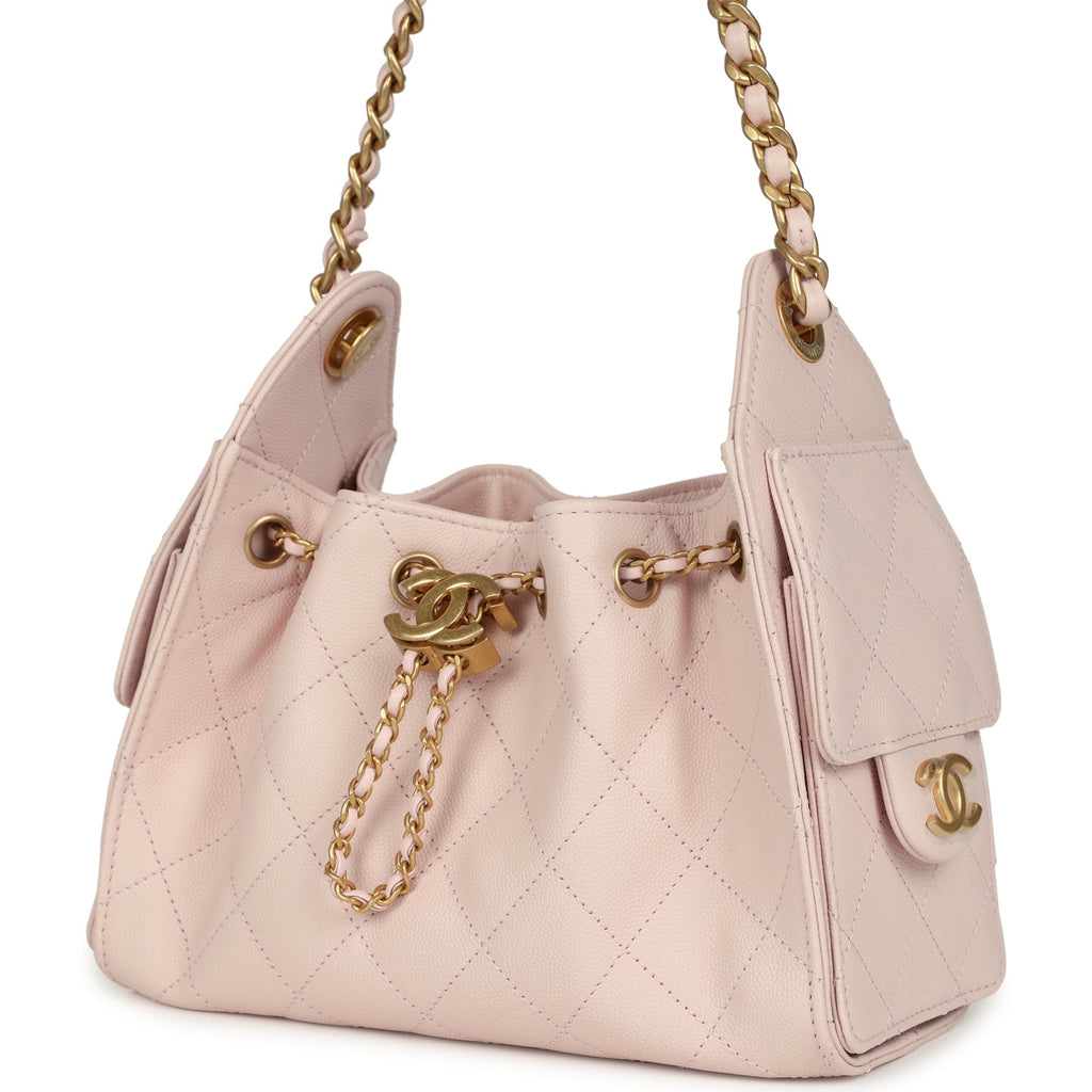 Mini 25 Hobo Bag Light Pink Caviar Antique Gold Hardware