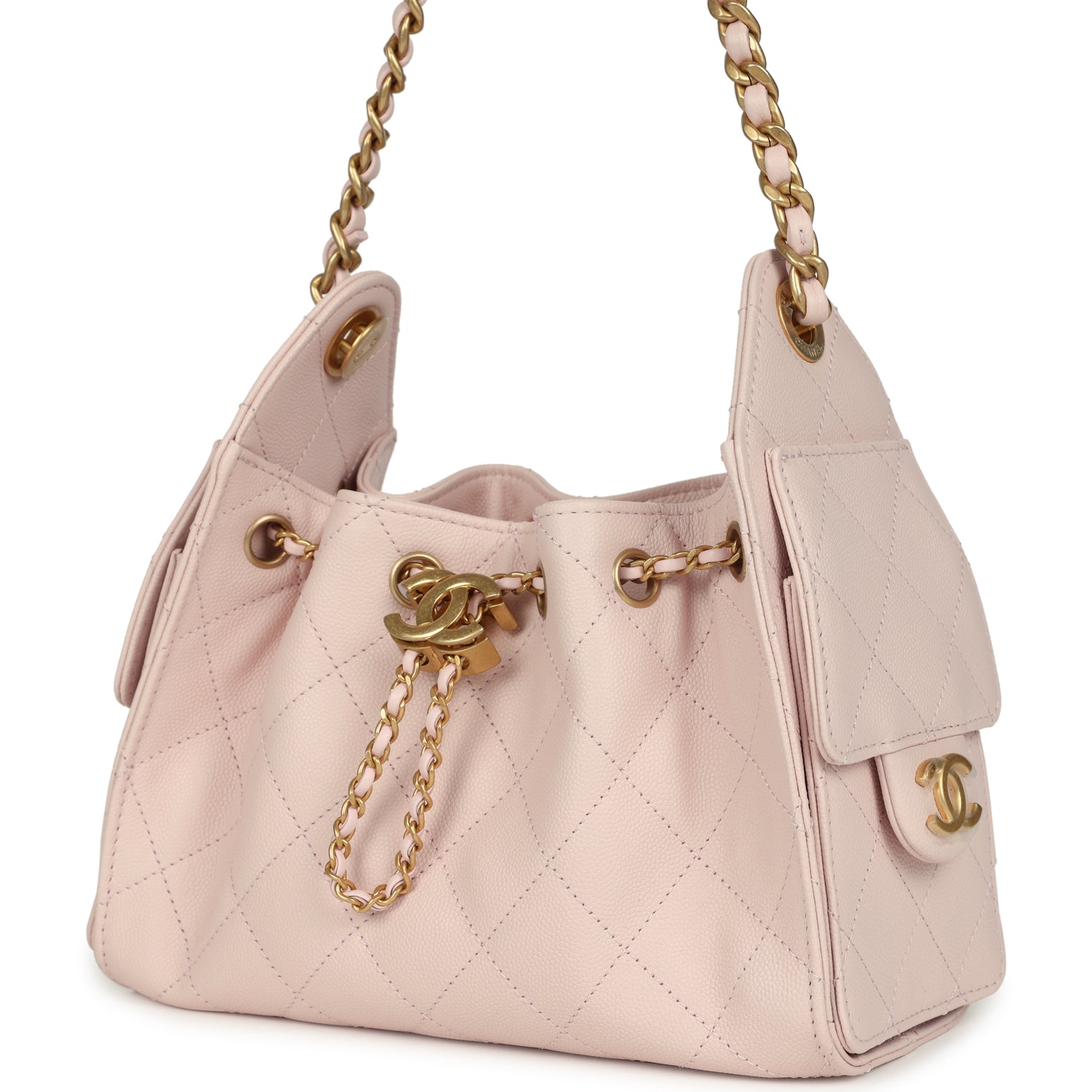 Mini 25 Hobo Bag Light Pink Caviar Antique Gold Hardware