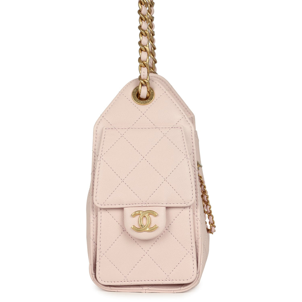 Mini 25 Hobo Bag Light Pink Caviar Antique Gold Hardware