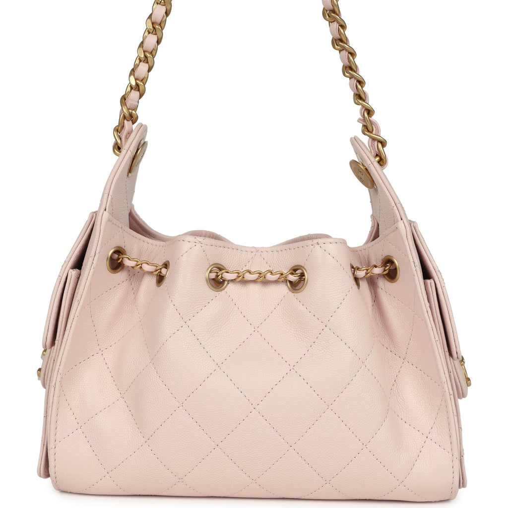 Mini 25 Hobo Bag Light Pink Caviar Antique Gold Hardware