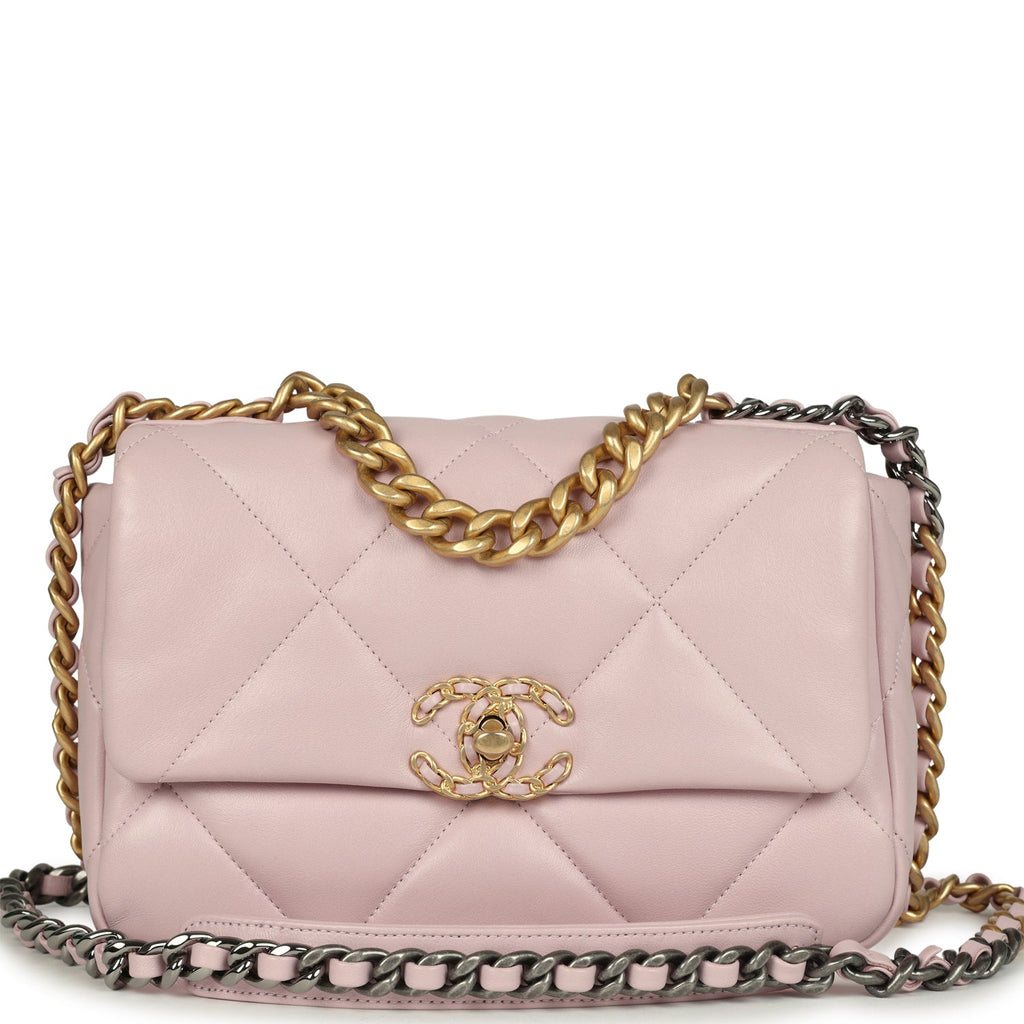 Medium 19 Flap Bag Light Pink Shiny Lambskin Mixed Metal Hardware