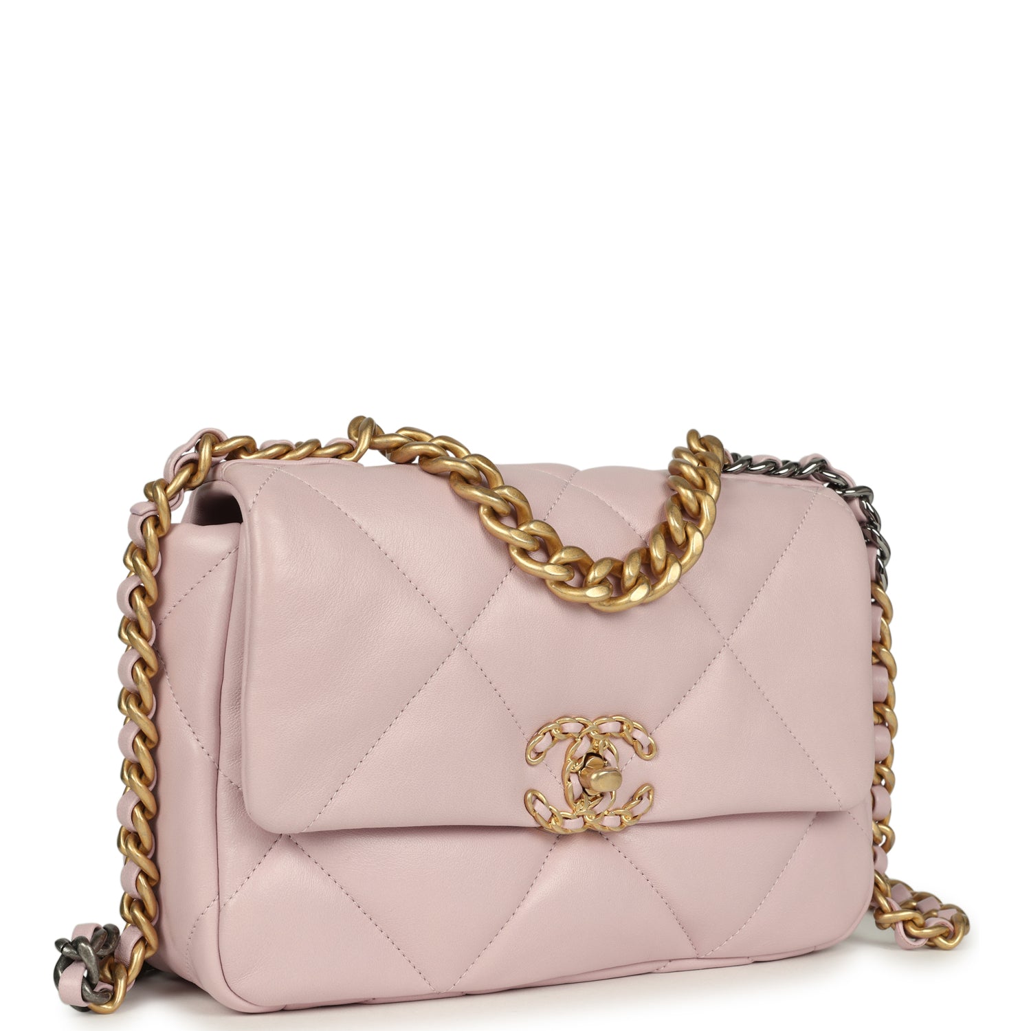 Medium 19 Flap Bag Light Pink Shiny Lambskin Mixed Metal Hardware