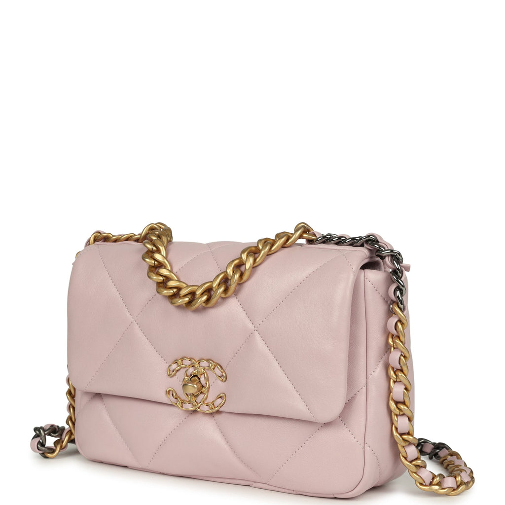 Medium 19 Flap Bag Light Pink Shiny Lambskin Mixed Metal Hardware