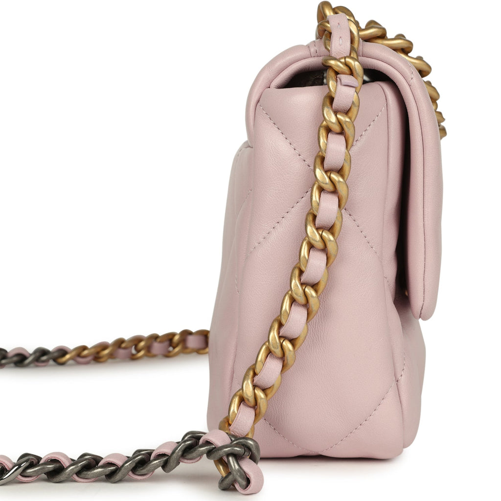Medium 19 Flap Bag Light Pink Shiny Lambskin Mixed Metal Hardware
