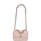 Medium 19 Flap Bag Light Pink Shiny Lambskin Mixed Metal Hardware