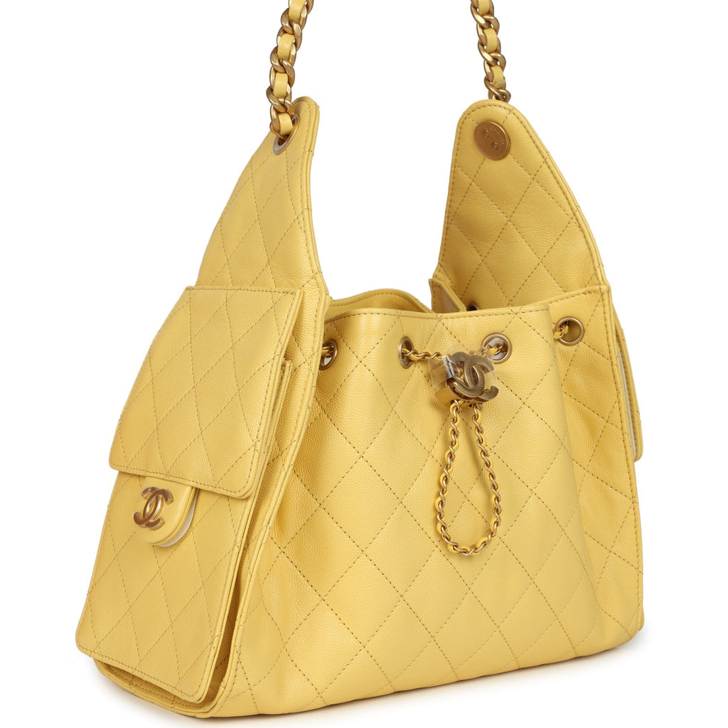Small 25 Hobo Bag Yellow Caviar Antique Gold Hardware