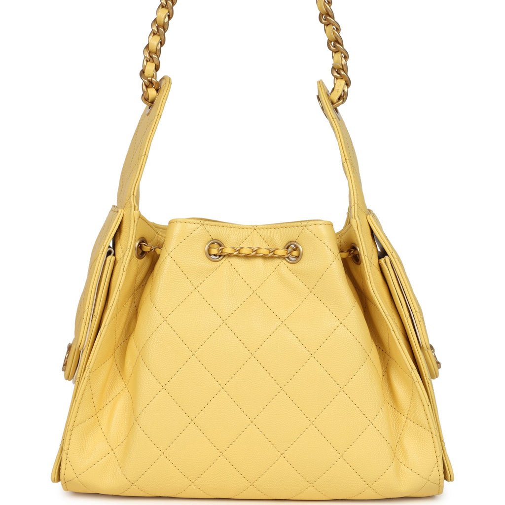 Small 25 Hobo Bag Yellow Caviar Antique Gold Hardware
