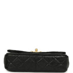 Small Pearl Flap Bag Black Shiny Calfskin Brushed Gold Hardware