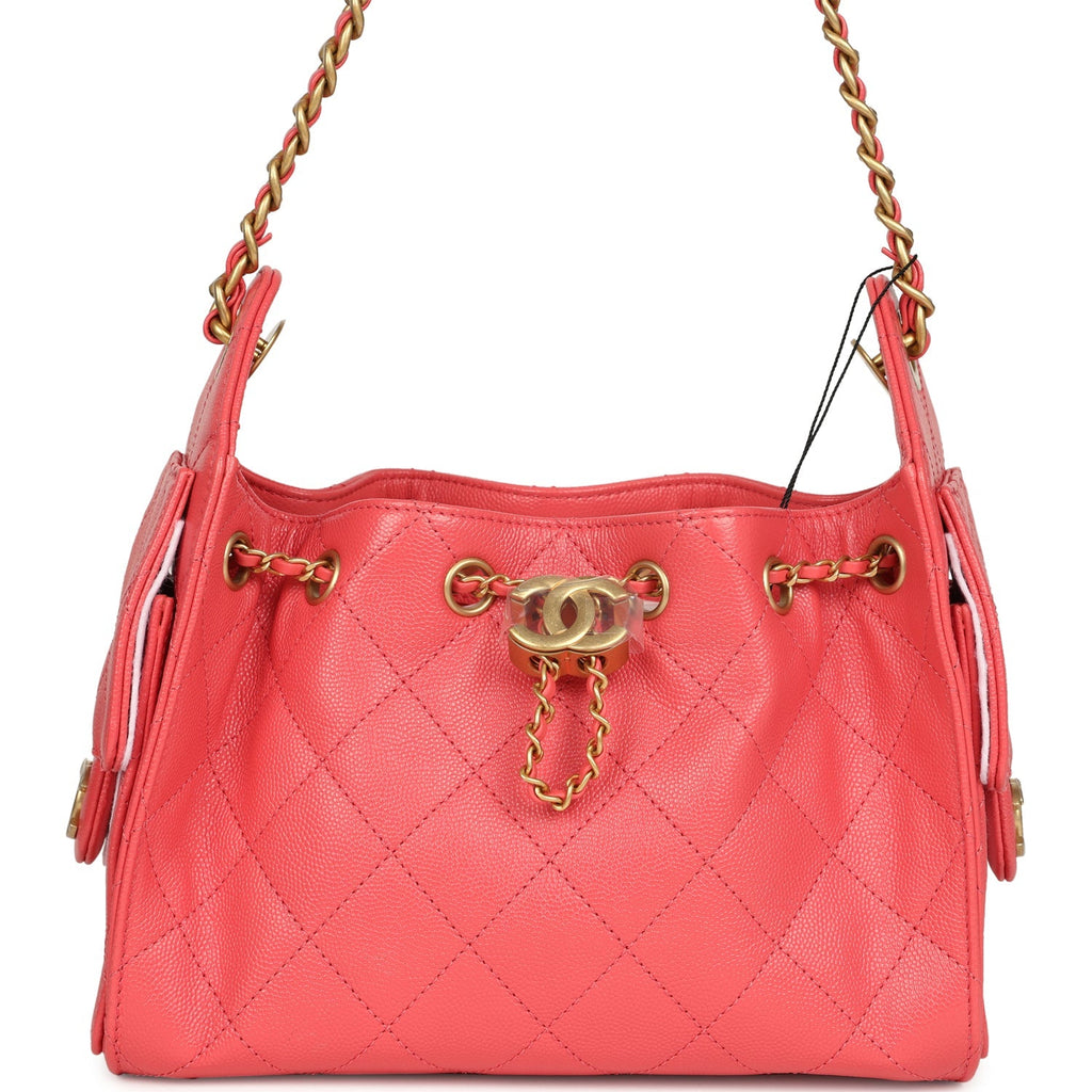 Mini 25 Hobo Bag Coral Pink Caviar Antique Gold Hardware