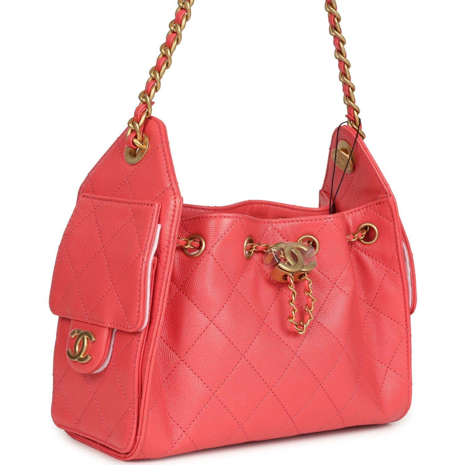 Mini 25 Hobo Bag Coral Pink Caviar Antique Gold Hardware