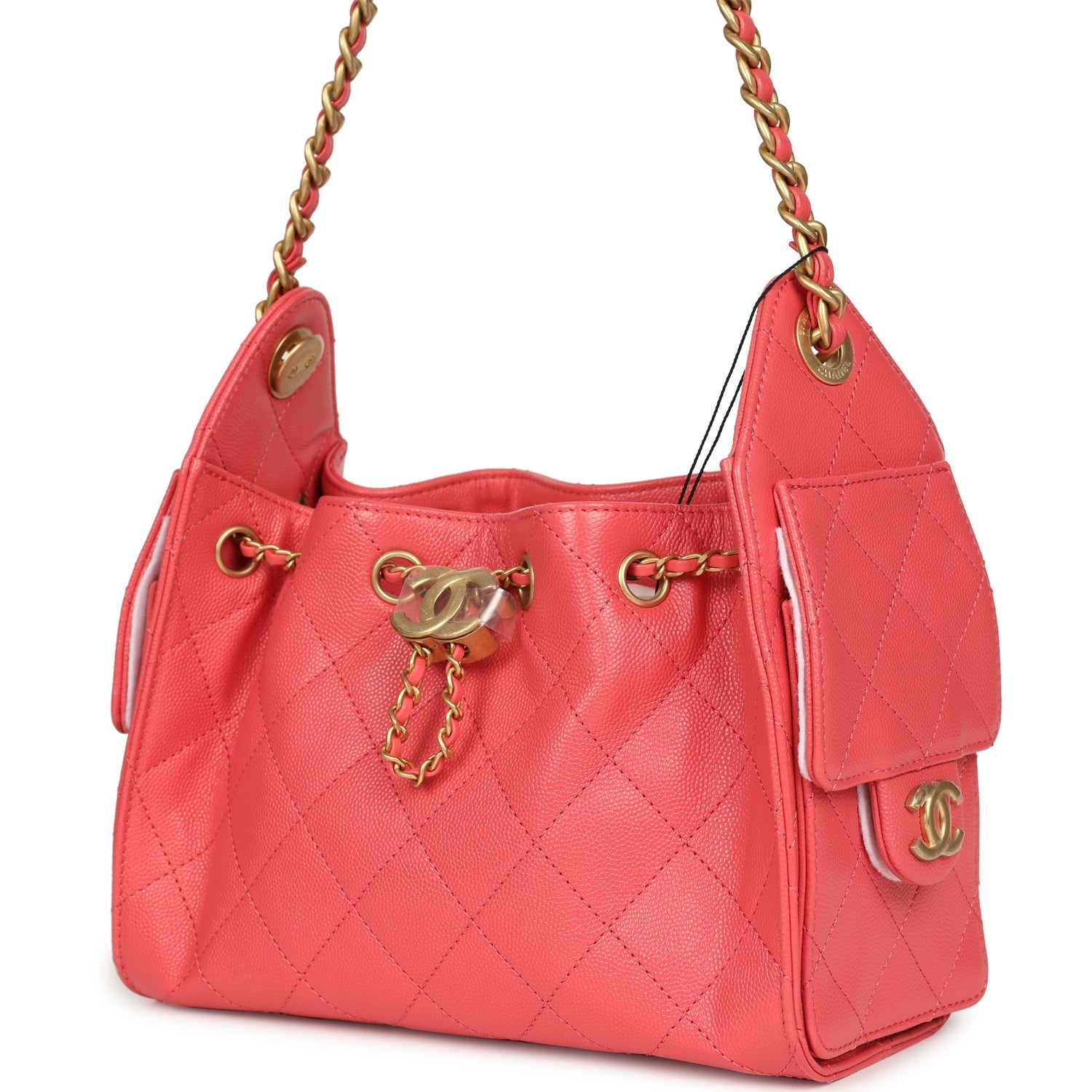 Mini 25 Hobo Bag Coral Pink Caviar Antique Gold Hardware