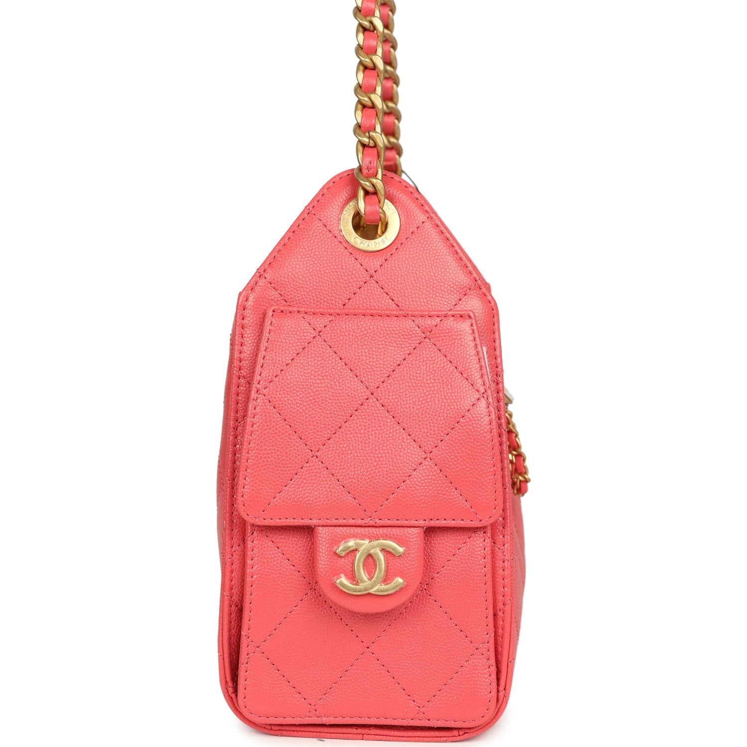 Mini 25 Hobo Bag Coral Pink Caviar Antique Gold Hardware