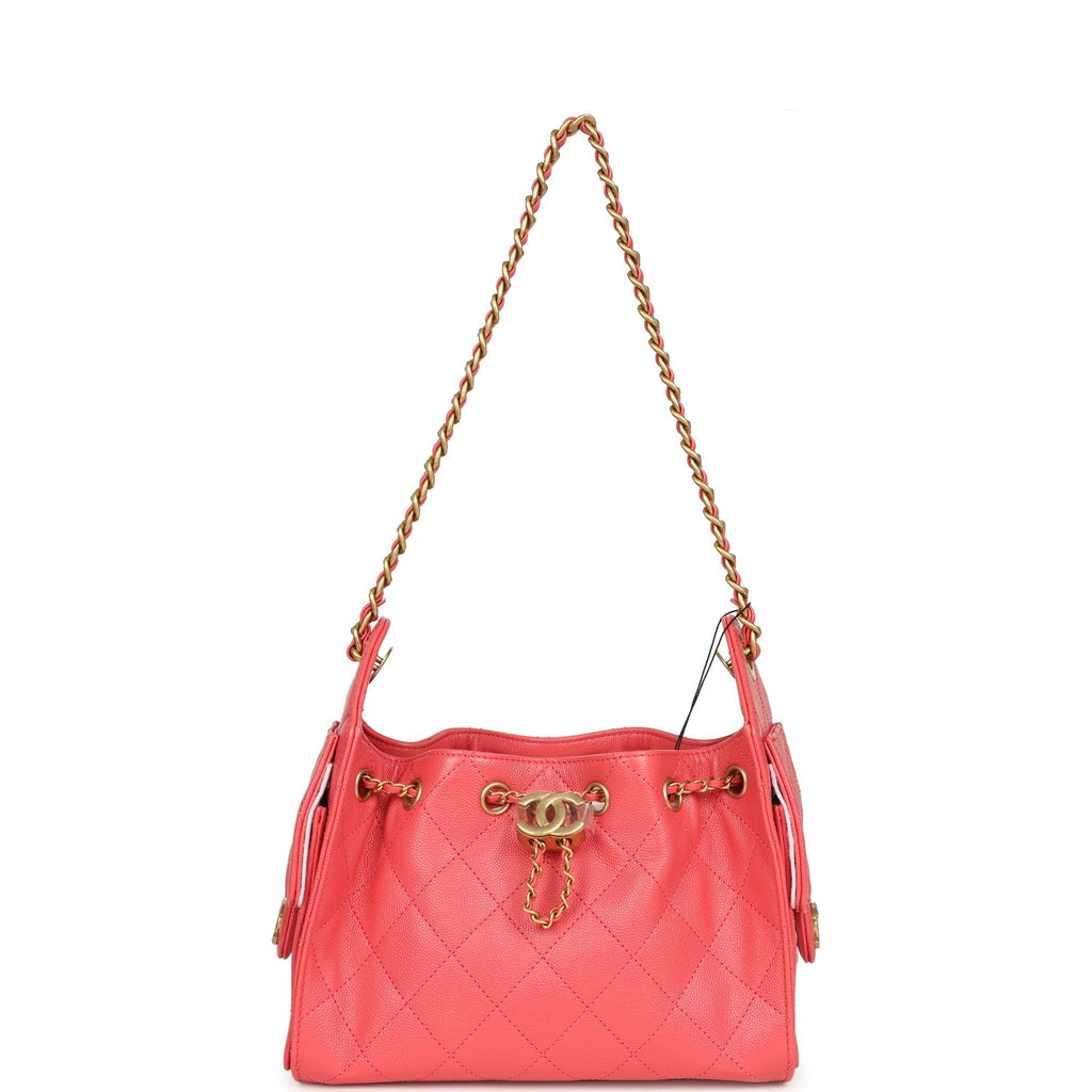 Mini 25 Hobo Bag Coral Pink Caviar Antique Gold Hardware