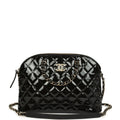 Top Handle Shopping Bag Black Patent Leather Gold Hardware