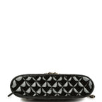 Top Handle Shopping Bag Black Patent Leather Gold Hardware