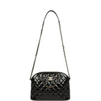 Top Handle Shopping Bag Black Patent Leather Gold Hardware