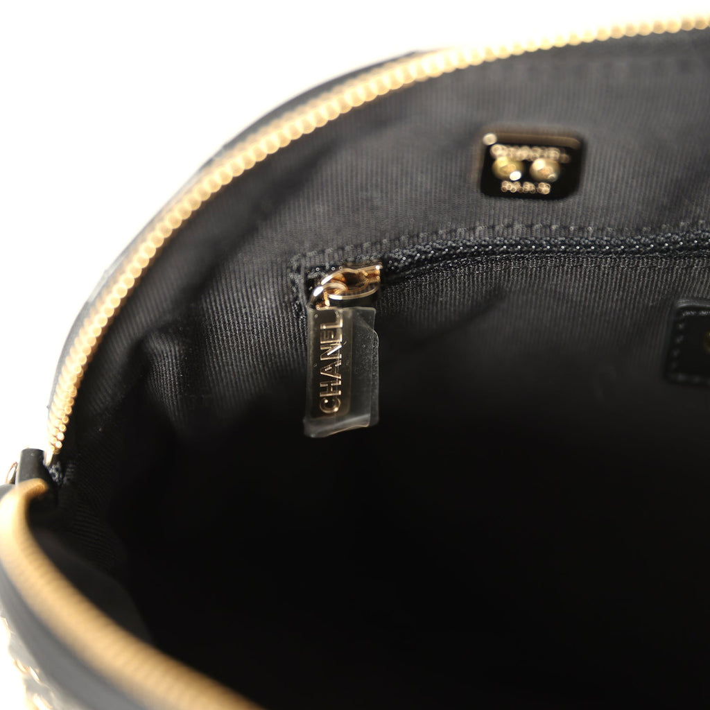 Top Handle Shopping Bag Black Patent Leather Gold Hardware