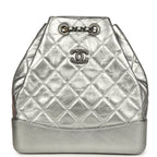 Small Gabrielle Backpack Metallic Silver Aged Calfskin Mixed Metal Hardware