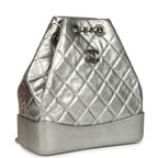 Small Gabrielle Backpack Metallic Silver Aged Calfskin Mixed Metal Hardware