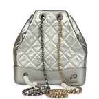Small Gabrielle Backpack Metallic Silver Aged Calfskin Mixed Metal Hardware