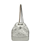 Small Gabrielle Backpack Metallic Silver Aged Calfskin Mixed Metal Hardware