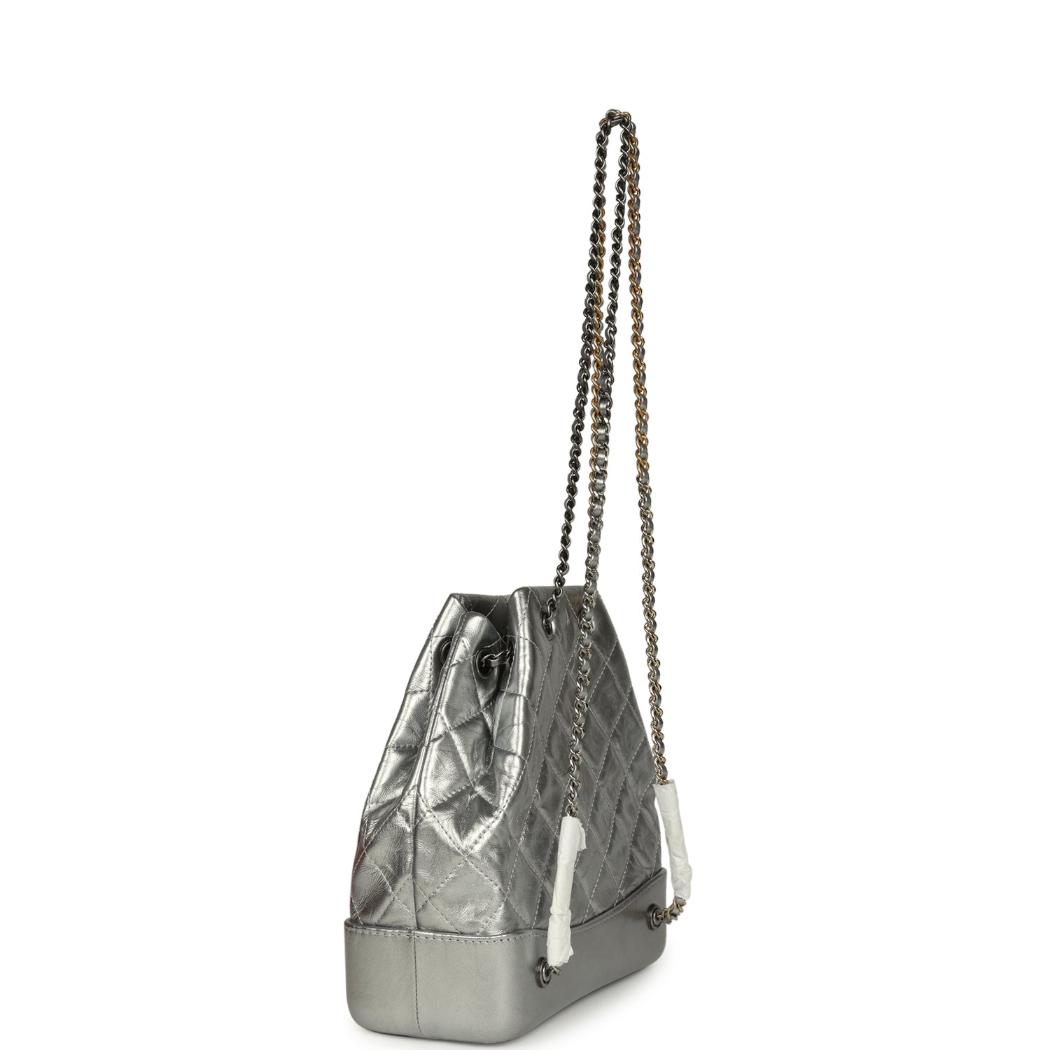 Small Gabrielle Backpack Metallic Silver Aged Calfskin Mixed Metal Hardware