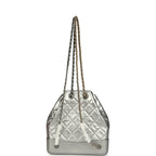 Small Gabrielle Backpack Metallic Silver Aged Calfskin Mixed Metal Hardware