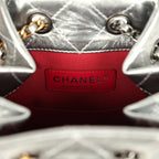 Small Gabrielle Backpack Metallic Silver Aged Calfskin Mixed Metal Hardware