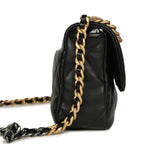Medium 19 Flap Bag Black Shiny Lambskin Mixed Hardware