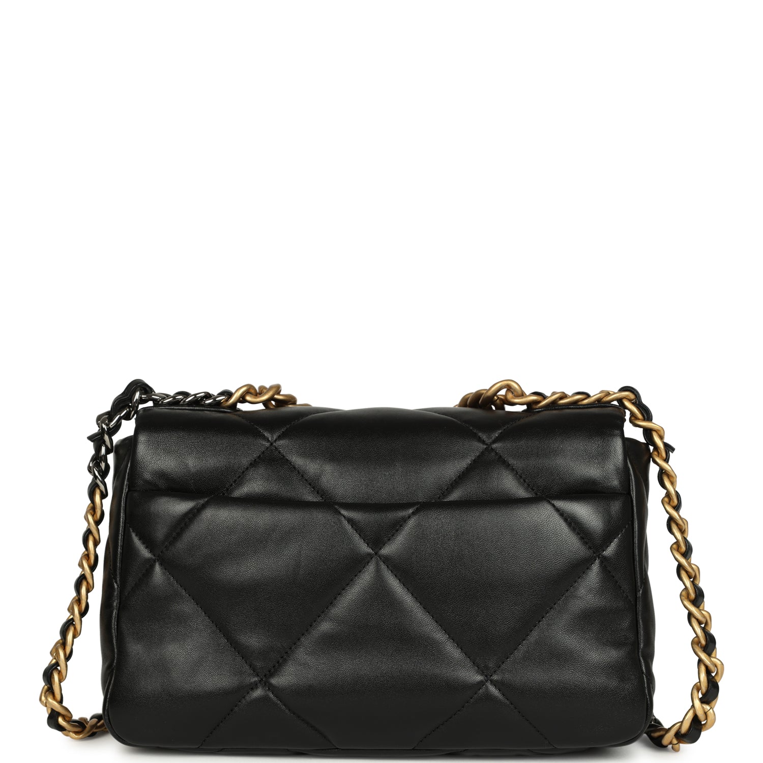 Medium 19 Flap Bag Black Shiny Lambskin Mixed Hardware