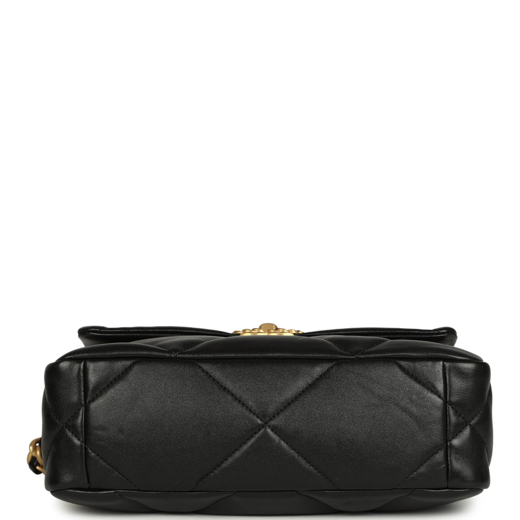 Medium 19 Flap Bag Black Shiny Lambskin Mixed Hardware