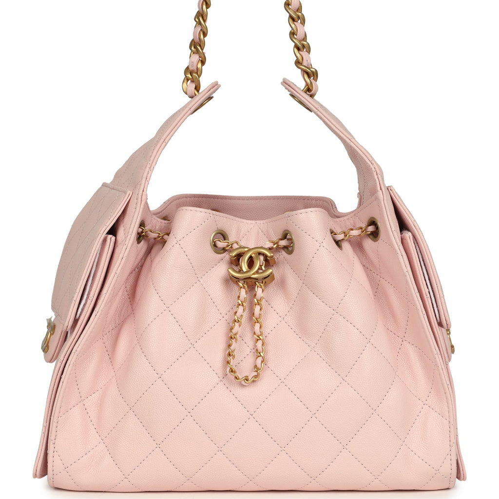 Small 25 Hobo Bag Light Pink Caviar Antique Gold Hardware