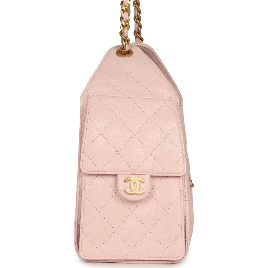 Small 25 Hobo Bag Light Pink Caviar Antique Gold Hardware